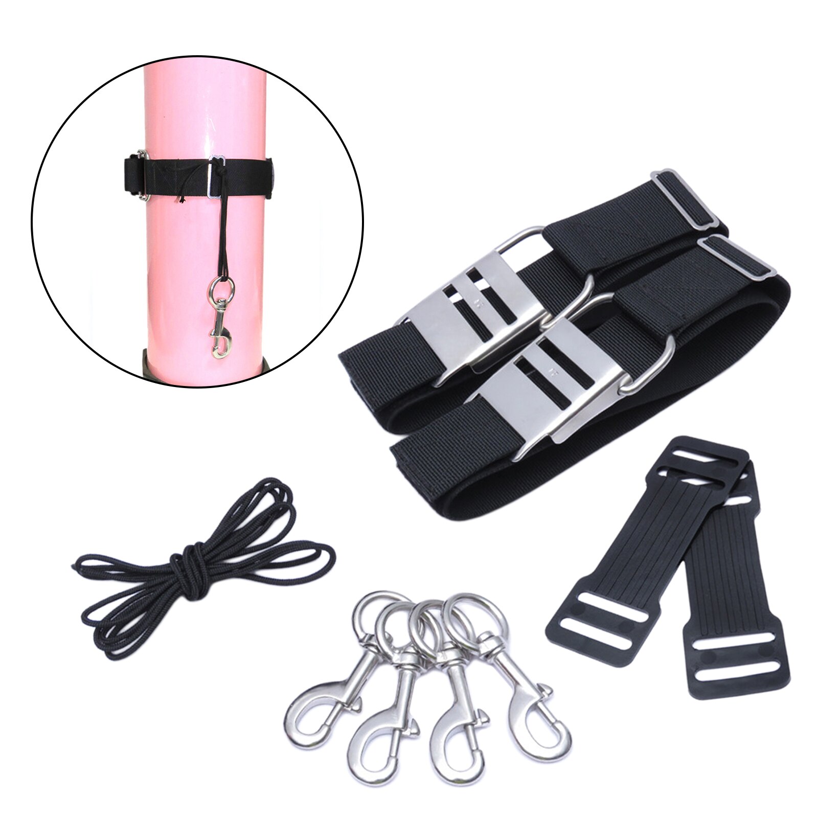 Heavy Duty Scuba Tech Diving Tank Band/Cam Strap with Buckle and Nylon Rope