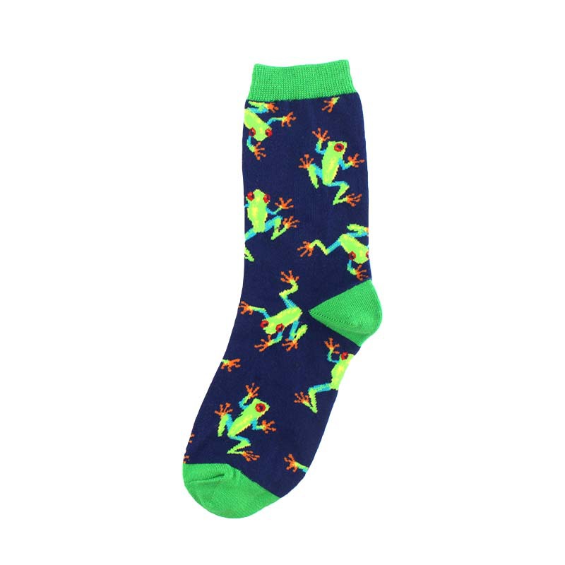Harajuku Happy Socks para mujer divertidos dibujos animados Rana perro Concha ballena mariposa patrón transpirable calcetines de algodón para mujer: 8