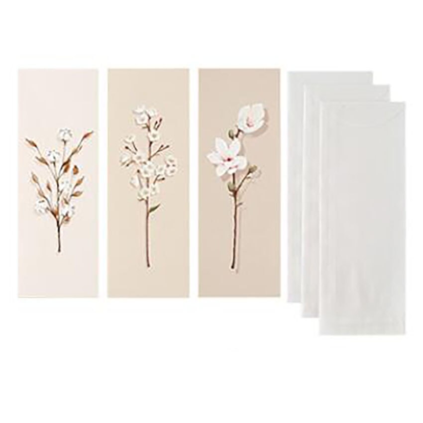 Flower Pattern Letter Pad Envelopes Set 3Pcs Envelope + 3 Sheets Paper Letter Message Greeting Card Paper Letter Stationary: 8