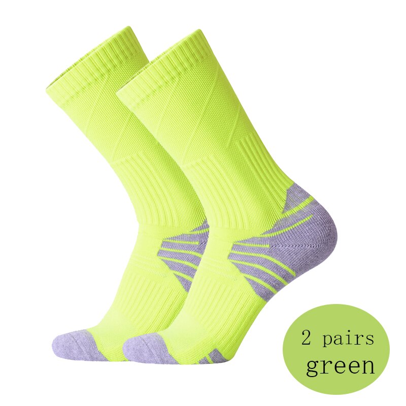2 pary fluorescencyjny zielony skarpety rowerowe mężczyźni kobiety jazda na zewnątrz rower skarpety sportowe bieganie koszykówka skarpety sportowe: green 2 pair