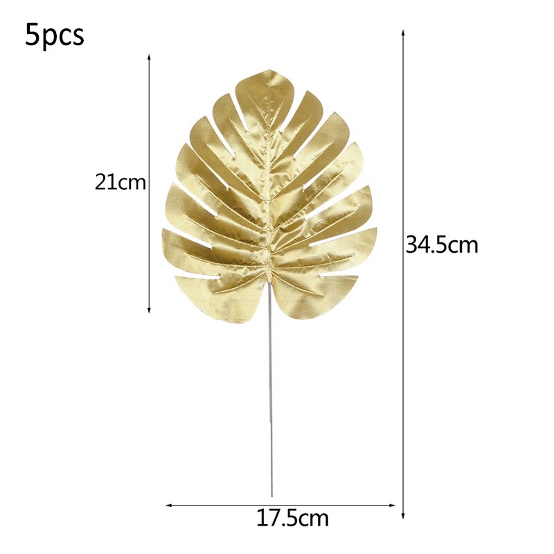5 stk kunstig guldskildpadde tilbage blad spredt hale blad diy bryllupsindretning til hjemmet julefest kunstige palme blade: B02