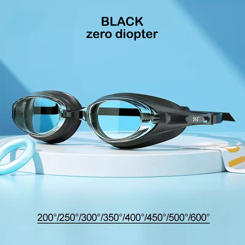 Gafas de natación profesionales para miopía, impermeables, antiniebla, HD, para hombres y mujeres, equipo de gafas para deportes acuáticos, dioptrías-2,0 ~-6,0: Verde militar