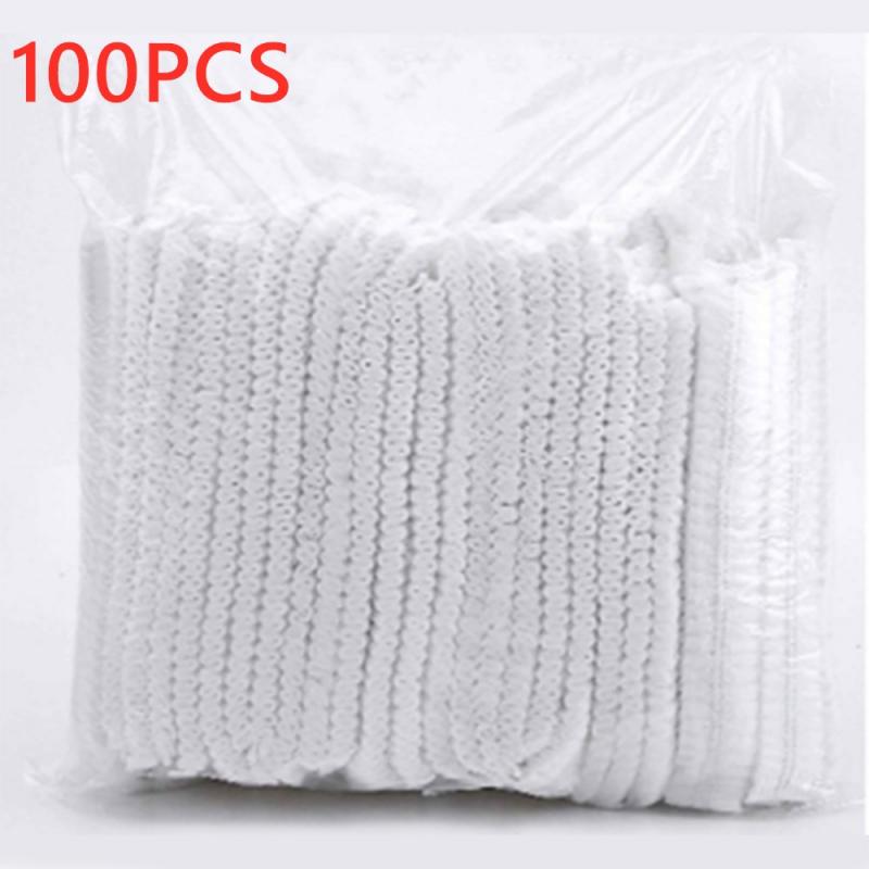 100PC Disposable Salon Non Woven Hair Hat Anti Dust Net Bouffant Cap Head Cover Hat Cleaning Hair Protect Elastic Hat Cap