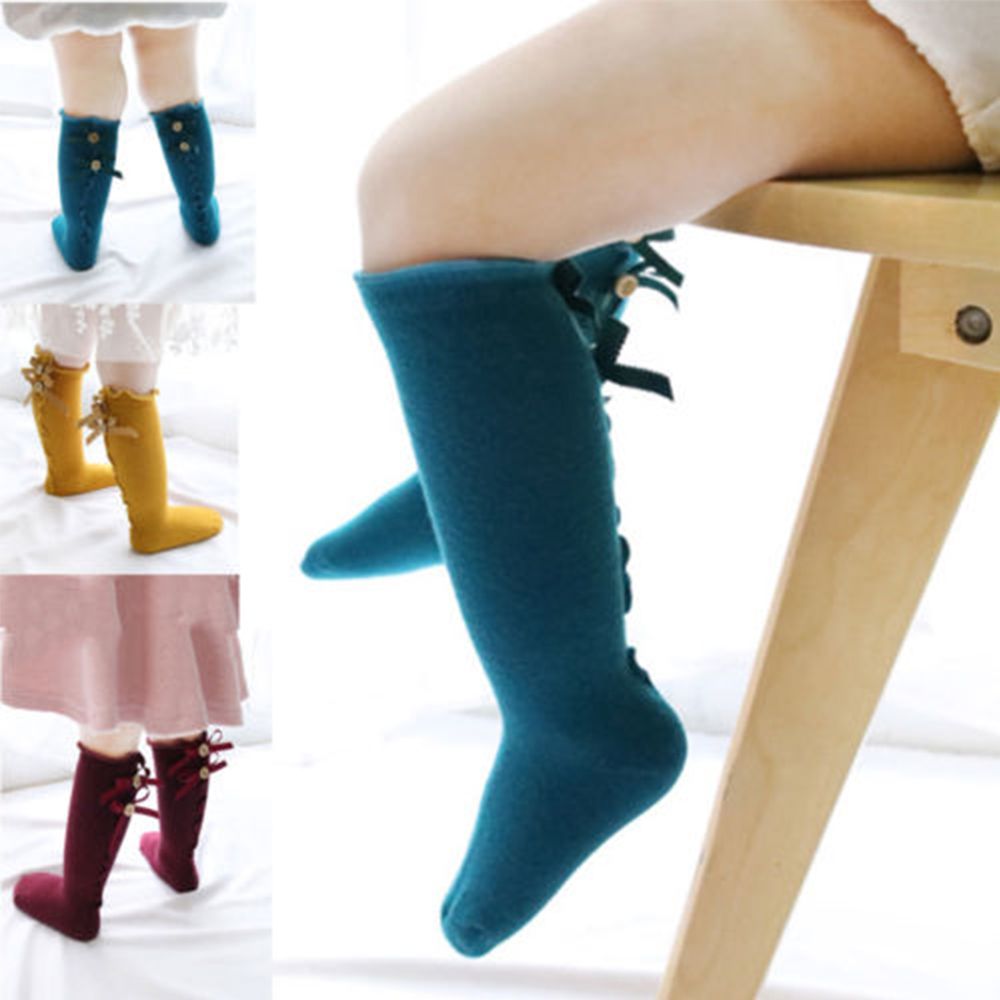 Coton bébé genou chaussettes hautes bébé bébé arcs volants longues chaussettes enfant en bas âge princesse filles chaussette pour 0-3Y