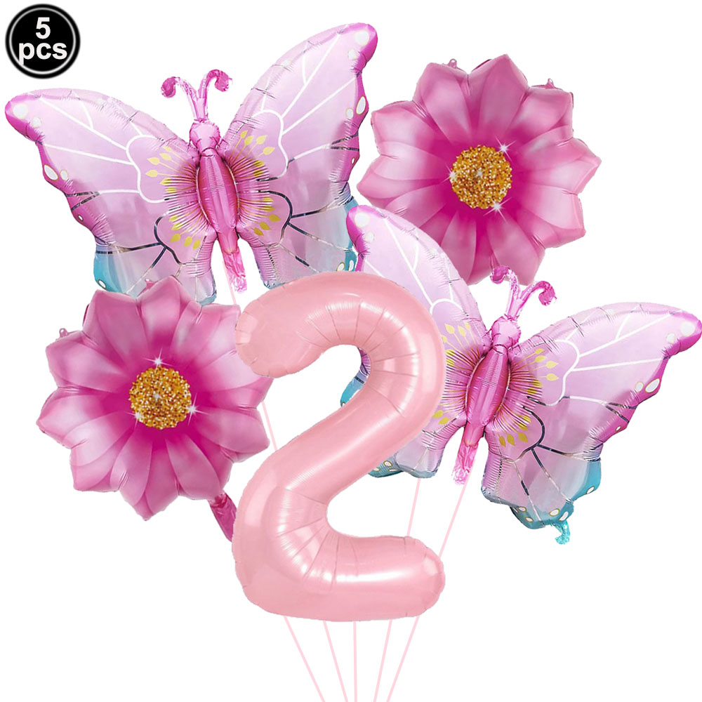 5 uds. Globos coloridos de papel de aluminio con forma de mariposa, globos con temática de mariposa, decoraciones para de cumpleaños, boda, Baby Shower