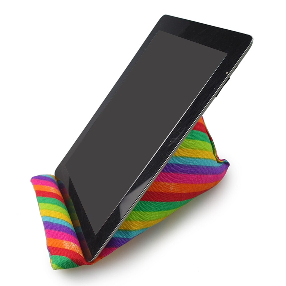 Mobiele telefoon regenboog streep boekensteun ondersteuning kussen universeel thuiskantoor schuim draagbare leescanvas tablet kussenhouder