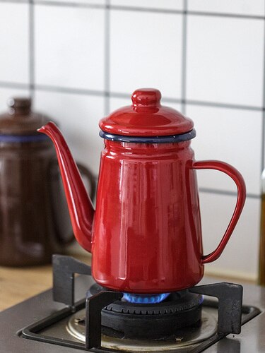 1Pc 800Ml Koffie Fornuis Ketel Emaille Pot Huishouden Kant Koffie Pot Keuken Kokend Water Theepot Reuzel Koffie Waterkoker: Rood