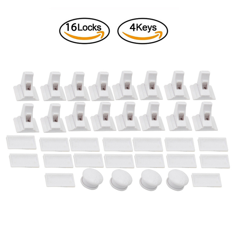 Magnetic Child Lock Children Protection Baby Safety Lock Drawer Latch Cabinet Door Lock Limiter Children Security Locks: 16ps lock 4key