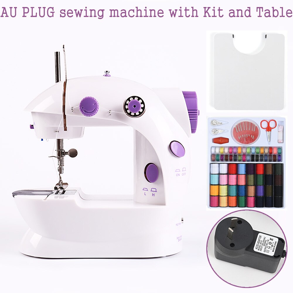 Machine à coudre Mini manuelle, Portable, Assistant domestique, électrique, double vitesse, réglage avec veilleuse, couture d'aiguilles: AU with Kit  table