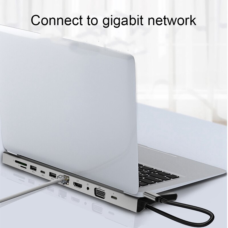 Usb c hub 10 in 1 tyyppi telakka gigabit ethernet portti lataus pd hdmi vga
