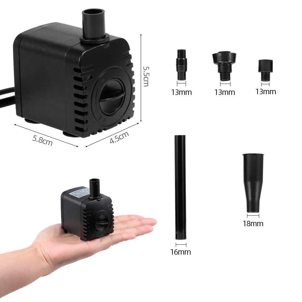 Mini Submersible Water Pump with LED Light for Aquariums Fish Tank Underwater Fountain Waterfall Water Pumps Lighting Decor