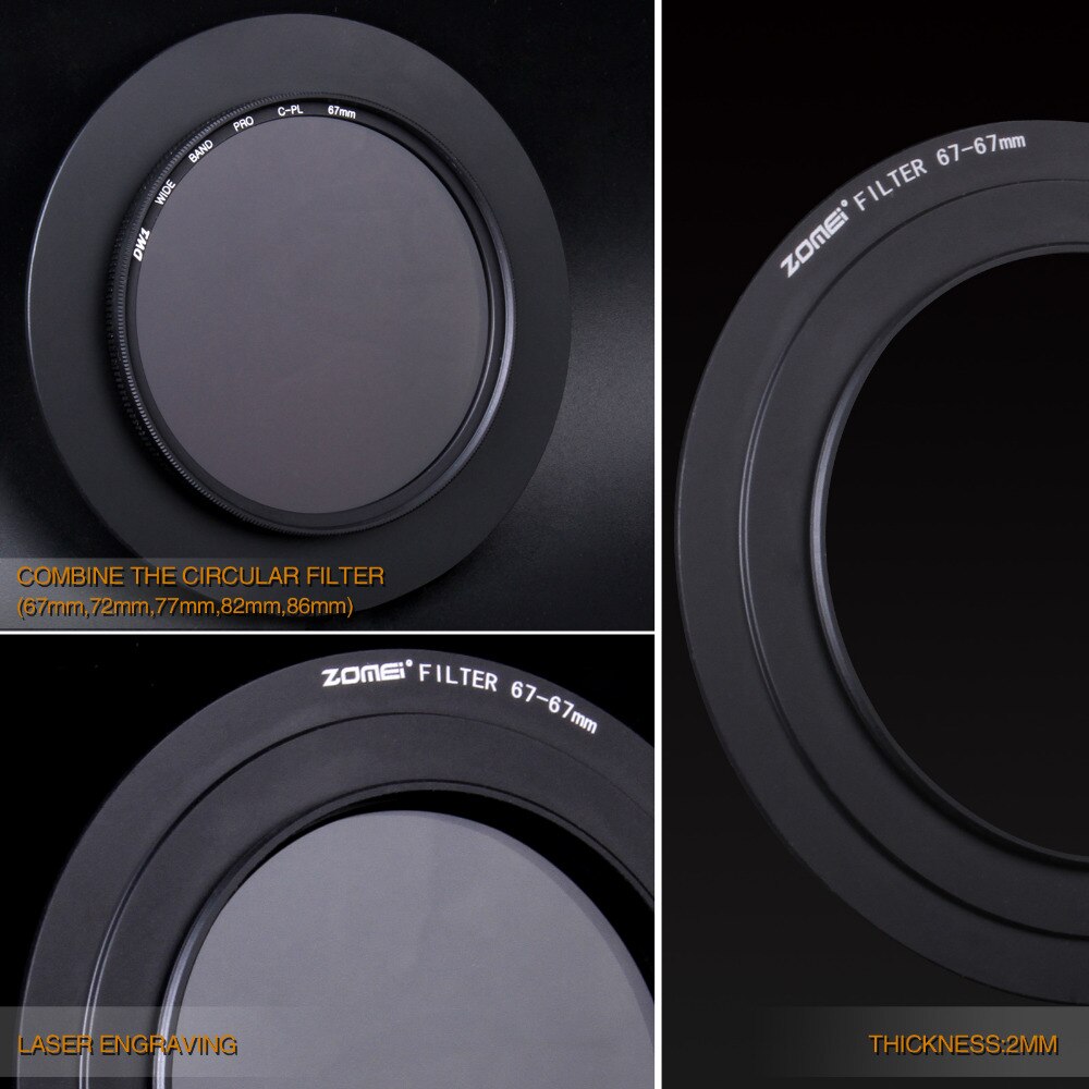 Zomei-Soporte de filtro cuadrado de aluminio y anillo adaptador, 67/72/77/82/86mm, para ZOMEI Lee Cokin Z, filtro de 100mm