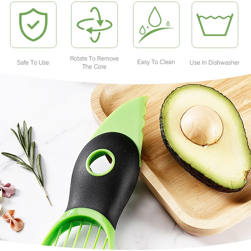 3-in-1 Avocado Slicer Peeler Cutter Tools Multifunction Fruit Splitter Plastic Knife Peeler Scoop Separator Tool Kitchen Gadget