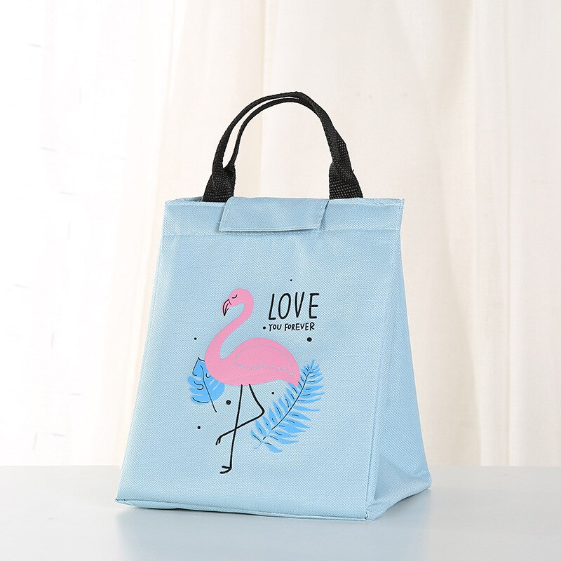 Comedor térmico de la caja de almuerzo portátil PAQUETE DE AISLAMIENTO impermeable almuerzo de paño Oxford bolso para las mujeres de los hombres, bolso bolsas bolsa: blue Flamingo