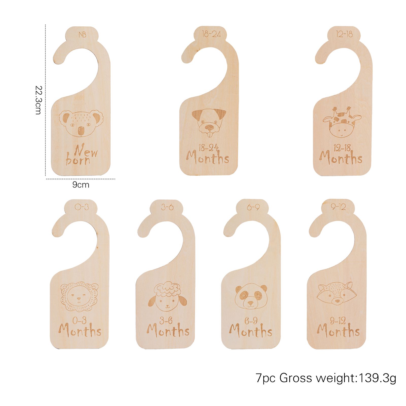 11Pc Baby Closet Dividers Wardrobe Labels Milestone For Infant Clothing Baby Shower Wooden Nursery Decor Signs Organization: 7pc