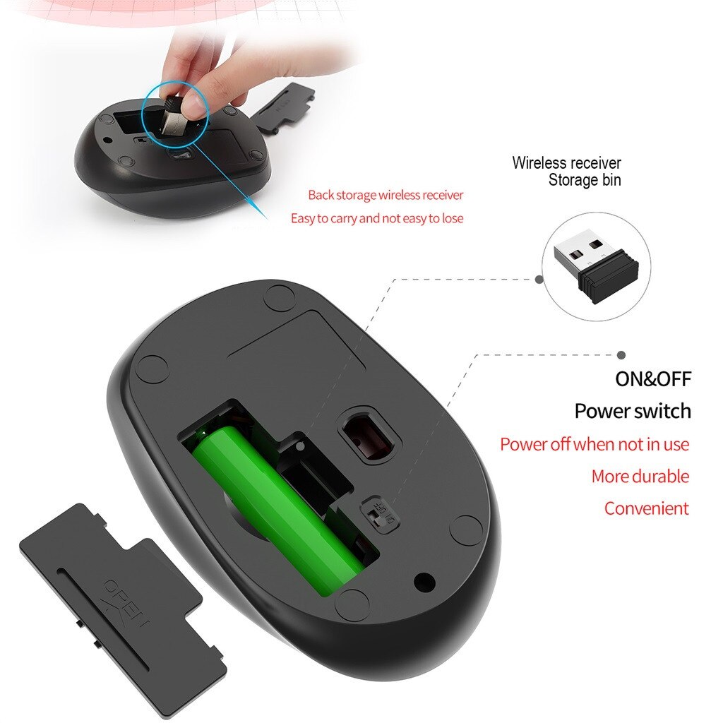 Rechargeable 2.4G Wireless Mouse Metal Noiseless Silent Click Optical Low noise Ergonomic Computer Silent PC Laptop Mouse
