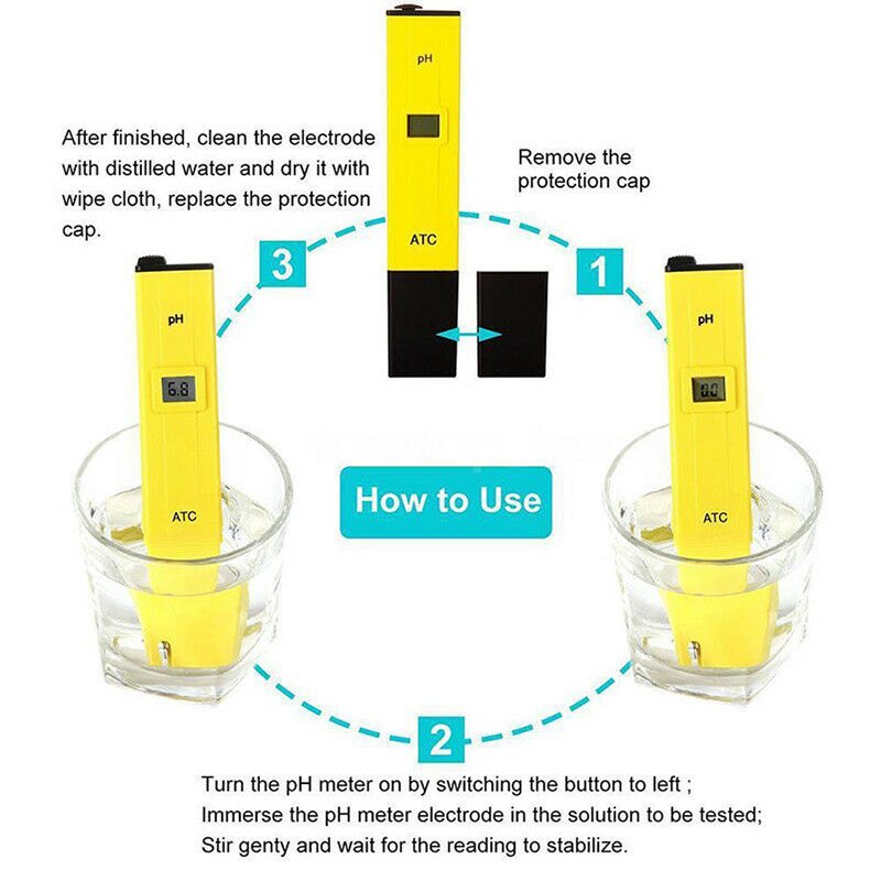 Portable PH Level Test Pen Digital LCD PH Meter Electrode Sensor Reader PH Meter for Aquariums Farms Home