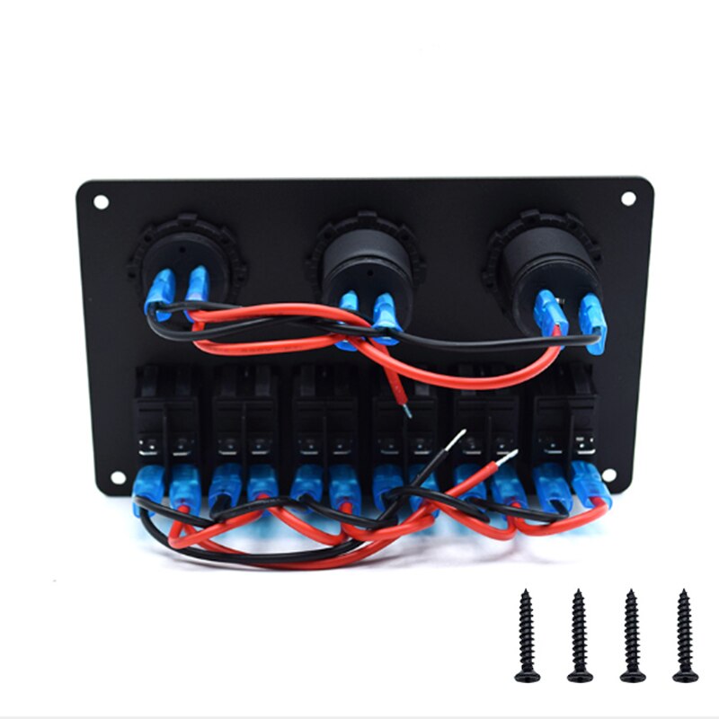 Waterproof Boat Switch Panel Car Switch Panel Digital Voltmeter Dual USB Port 12V Outlet 6 Gang Combination Panel
