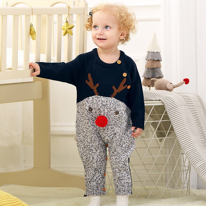 Neugeborenes Baby Mädchen Weihnachten Kostüm Druck Baby Body Long Sleeve Winter Krabbeln Kinder Kleidung Romper Overall: hei / 24M