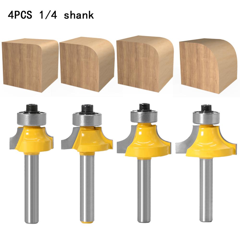 1pc 1/4 shank Corner Round Over Router Bit with Bearing for Wood Woodworking Tool Tungsten Carbide Milling Cutter: 10.5mm