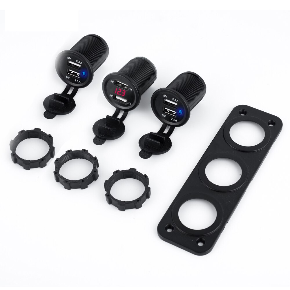 6 usb stik bil oplader adapter 2.1a & 2.1a led voltmeter stikkontakt til marine bil båd trailer autocamper motorcykel vandtæt