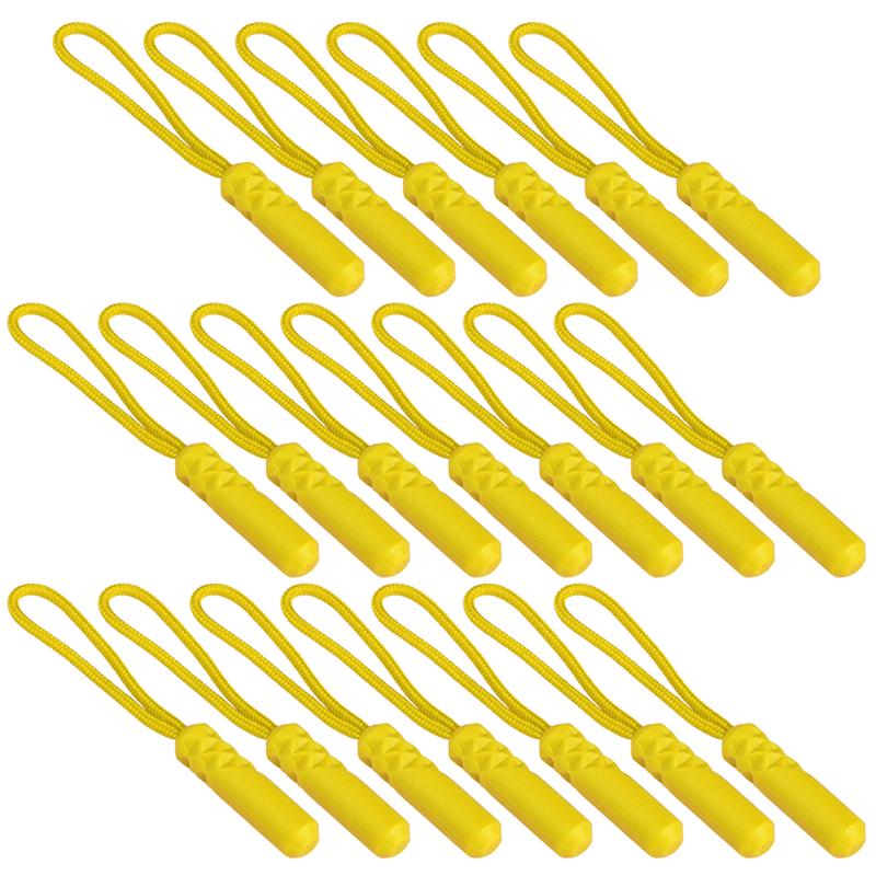 20 pièces tête de cylindre tirette tirette compacte tirant la corde fermeture à glissière tête queue corde multi-usages tirette extracteur pour vêtements: Yellow