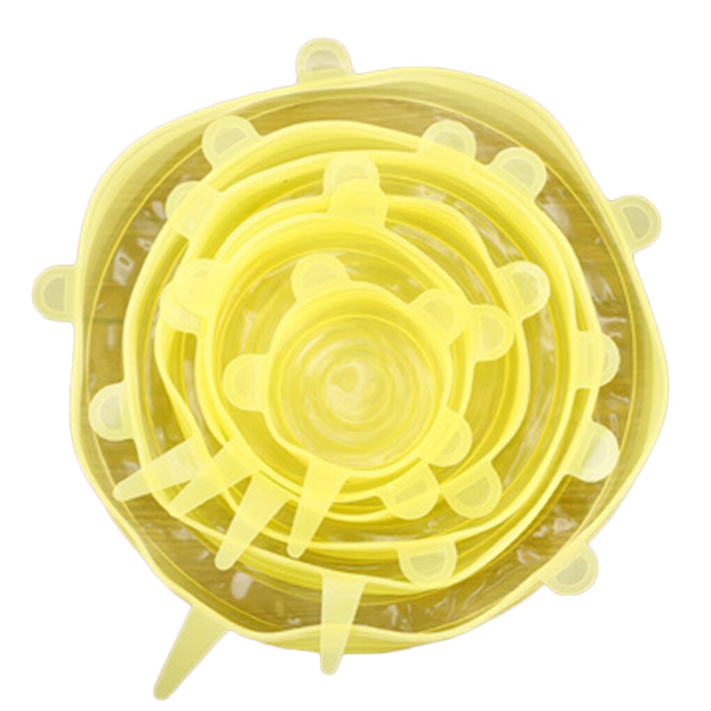 6 pcs Reusable Silicone Stretchable Lids Universal Lid Silicone Cling Film Bowl Pot Lid Silicone Cover