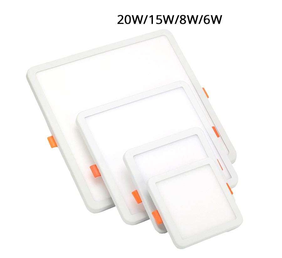 Ac 85-265v ultradunne ronde vierkante led-paneellampen 6w 8w 15w 20w aluminium plafond inbouwspots open gat verstelbare lamp