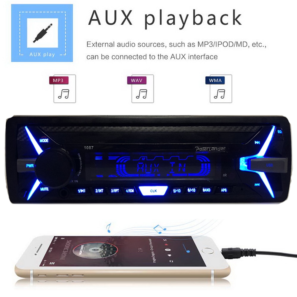 Car Radio Player Audio Stereo Music Player Car Kit In-Dash FM Stereo RDS Audio 1 din AUX/SD/USB MP3 Player Removable Front Panel