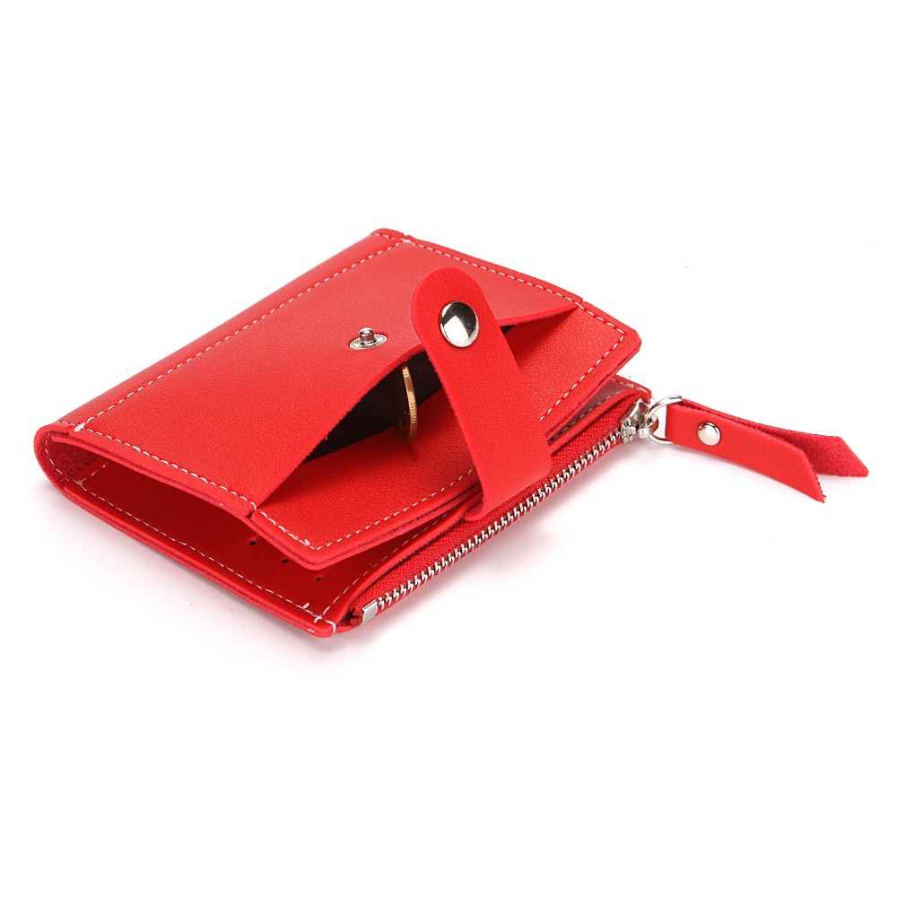 BONAMIE crédit porte-carte pour femme avec fermeture éclair poche cuir hommes petit porte-cartes de visite porte-carte s portefeuille avec moraillon rouge