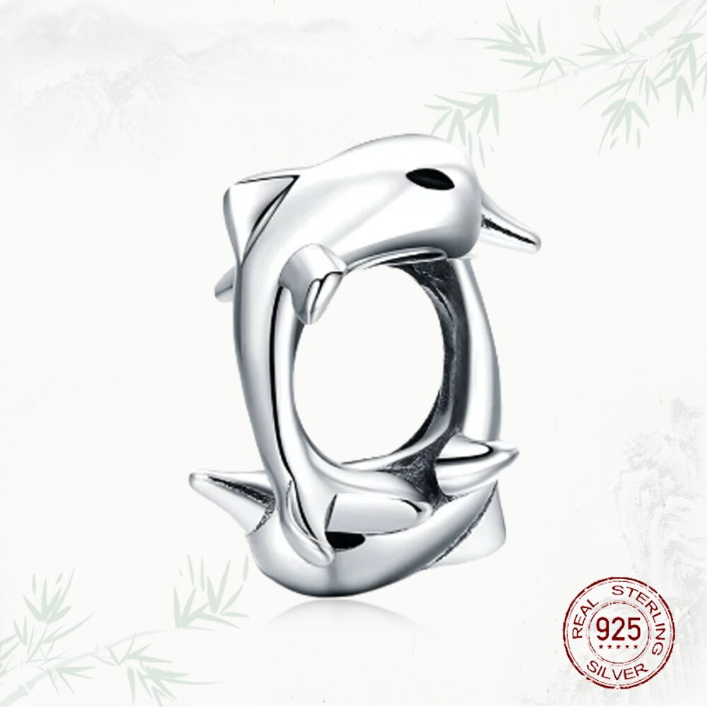 Puur Zilver 925 Sieraden Dier Dolfijn Charm Kralen Originele 3 Mm Snake Armband Vrouwelijke Productie