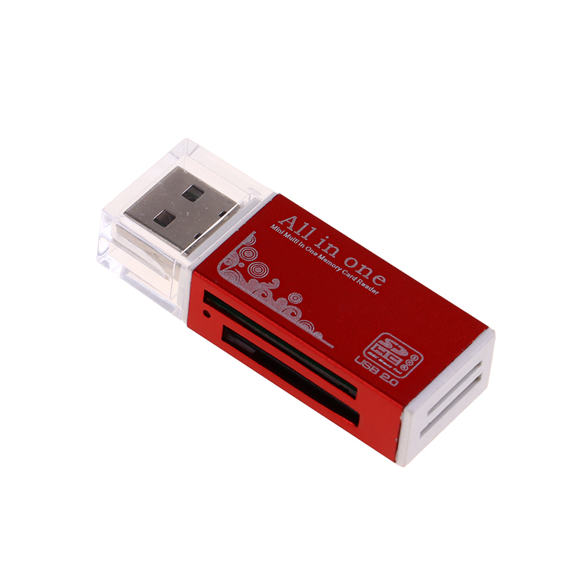 4 in 1 kartenleser-adapter usb 2.0 multifunktionskartenleser für mmc/dv, ms duo/ms pro duo, micro ms  (m2)/  t-flash-karten: Rot