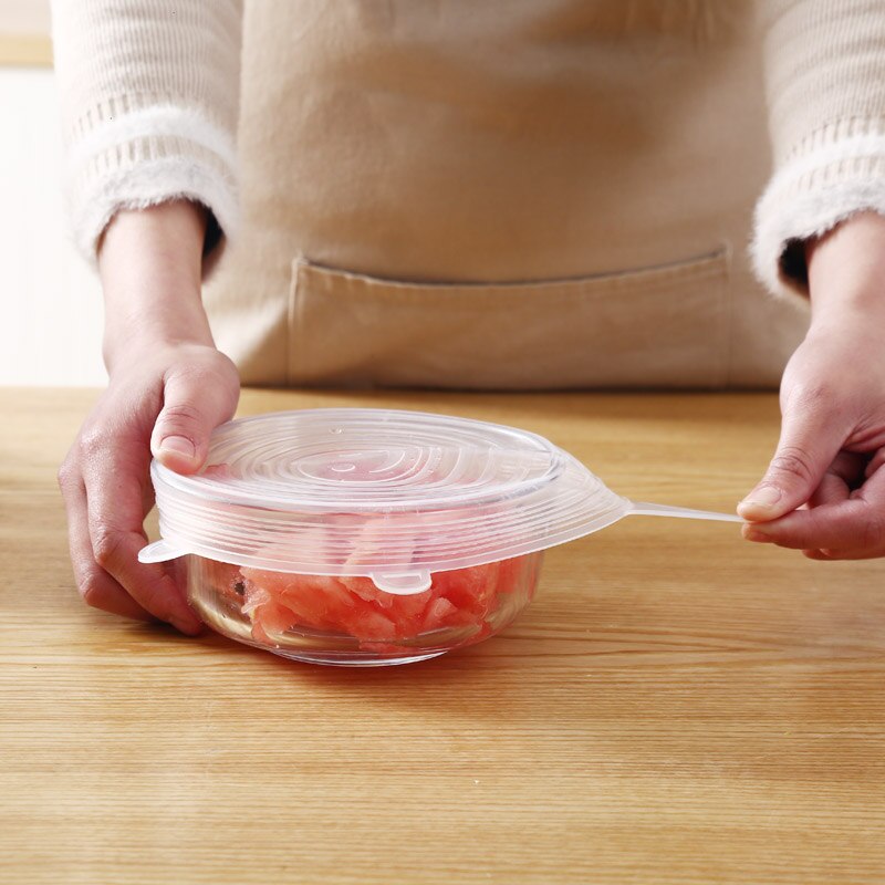 6pcs Reusable silicon stretch lids universal lid Silicone food wrap bowl pot lid silicone cover pan cooking Kitchen Stoppers