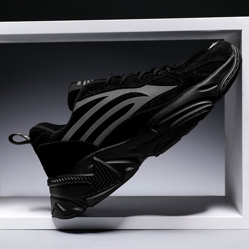 Wintertrend oude schoenen heren trendy schoenen lichtgevende reflecterende stijl heren sportschoenen outdoor casual herenschoenen: Zwart / 10