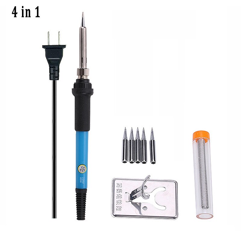 Soldador eléctrico 220v 110v temperatura ajustable, accesorios para soldador, puntas 60w lápiz térmico, herramienta de reparación: 4 in 1 / A nosotros