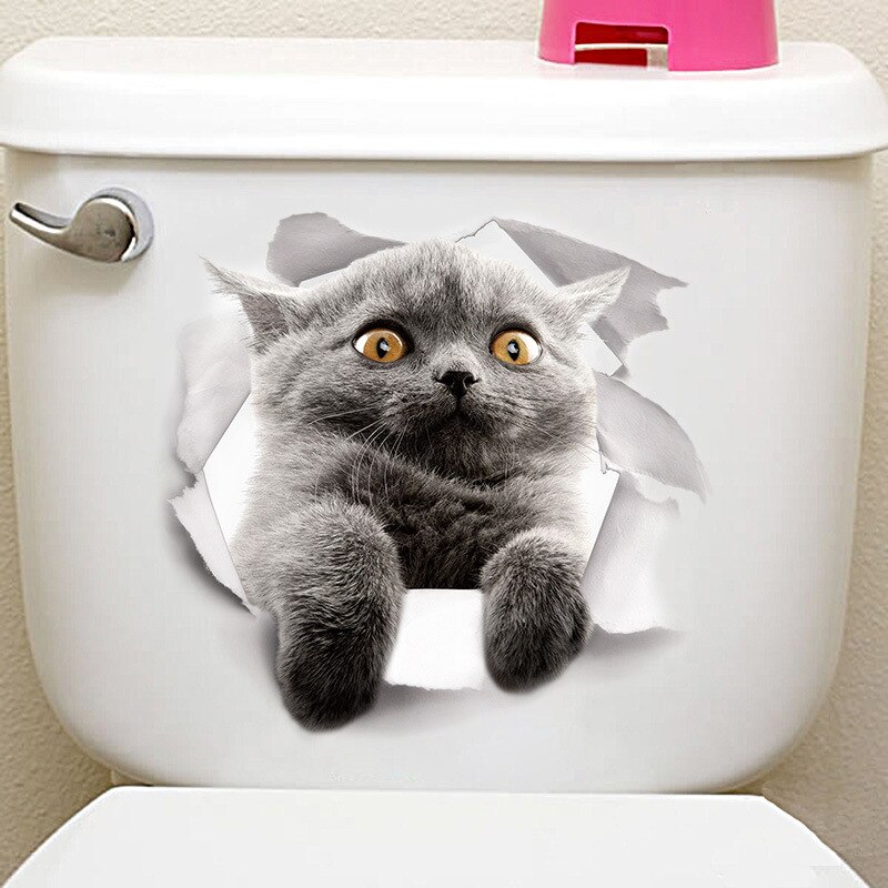 Cartoon Dier 3d Wc Stickers Op De Wc-bril Leuke Katten Pvc Muursticker Badkamer Koelkast Deur Decor Stickers Decals: A