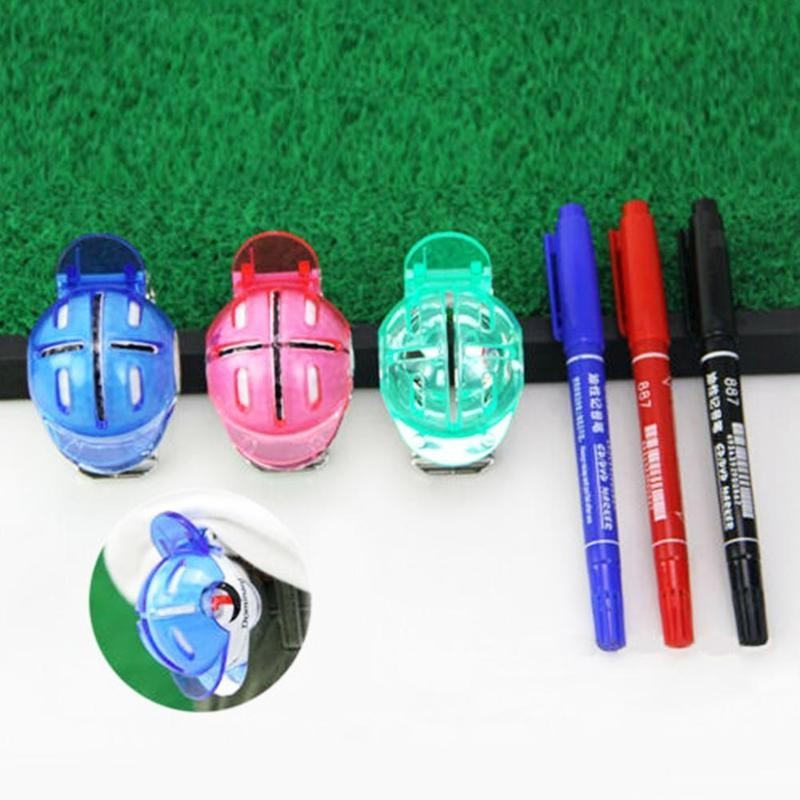 1 sæt golfball linjemarkør med pen tegning markering golf liner værktøj mærker skabelon tegning justering mærker tegn værktøjer udendørs