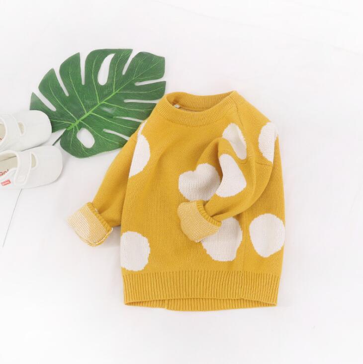 Baby Trui Herfst Baby Jongens Truien Dot Katoen Meisjes Vesten Gebreide Baby Meisjes Truien Winter Peuter Vesten Meisjes Jongen: Goud / 7T