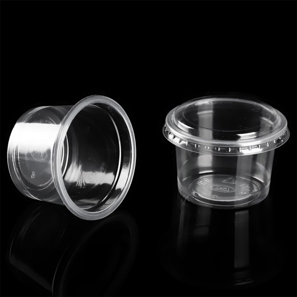 1 Set 60Ml Wegwerp Portie Cups Clear Gedeelte Container Met Deksels Voor Jelly Yoghurt Mousses Saus (200Pcs cups + 200Pc