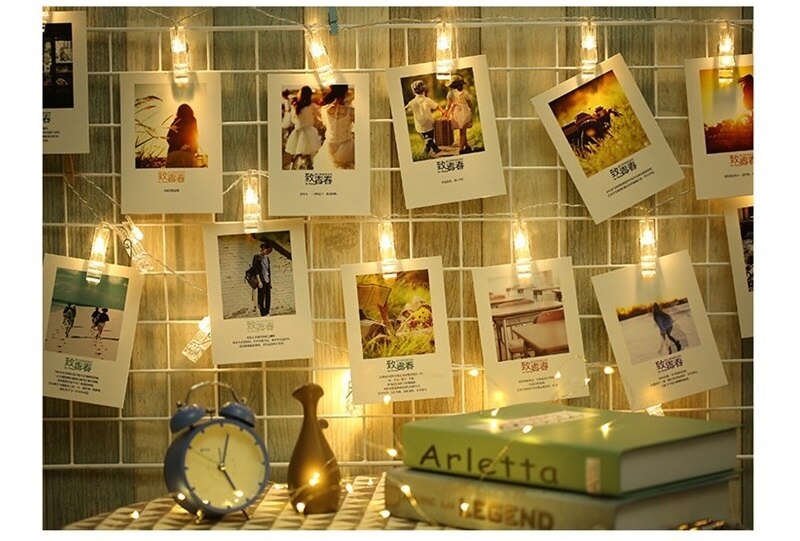 LED String lights Card Photo Clip Holder Fairy Garland lamp For Christmas Year Wedding Party Decoration Battery lamp