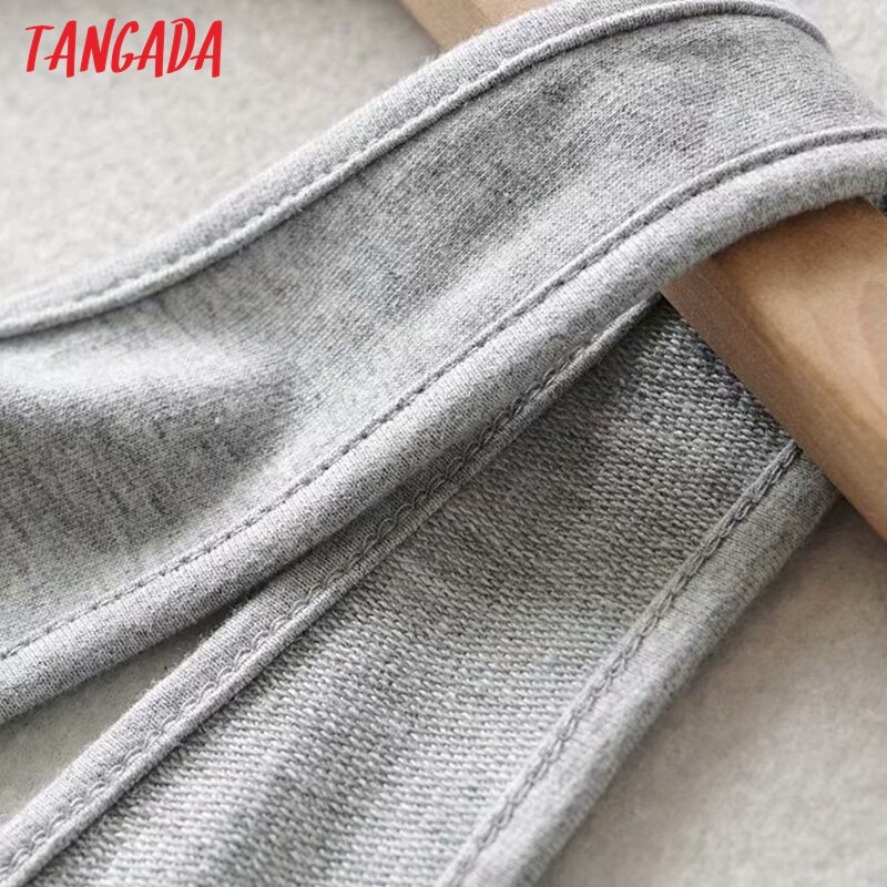 Tangada kvinder grå tank crop top ærmeløs rygløse korte bluser skjorter kvindelige afslappede solide toppe  tm1