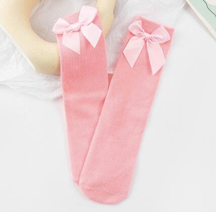 Kids Meisje Beenwarmers Strik Meisje Hoop Kous Slijtage Voor En Na Boog Rechte Heelless Kousen Peuter Meisje Legwarm: pink