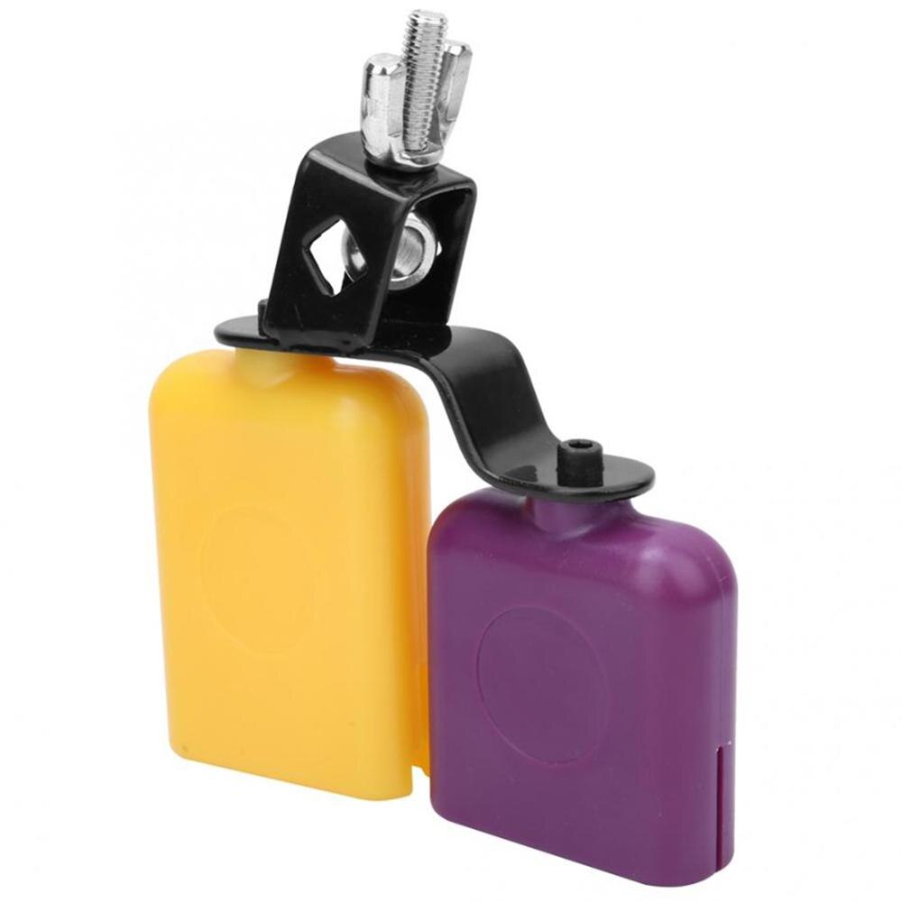 CB30 Yellow and Purple Cowbell Square ABS Plastic Fish Cow Bell High and Low Pitch Cattle Percussion Instrument