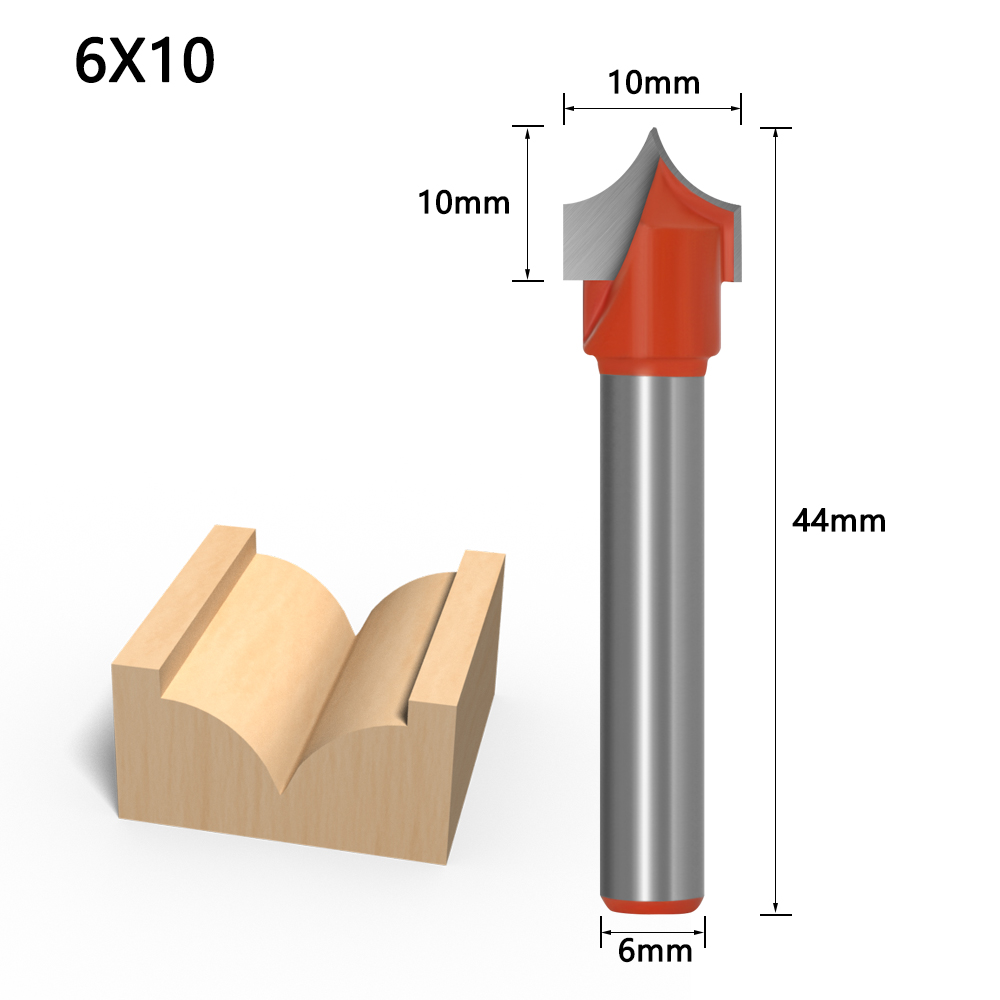 1pc 6mm Shank CNC tools solid carbide round nose Bits Round Point Cut Bit Shaker Cutter Tools For Woodworking: 6X10