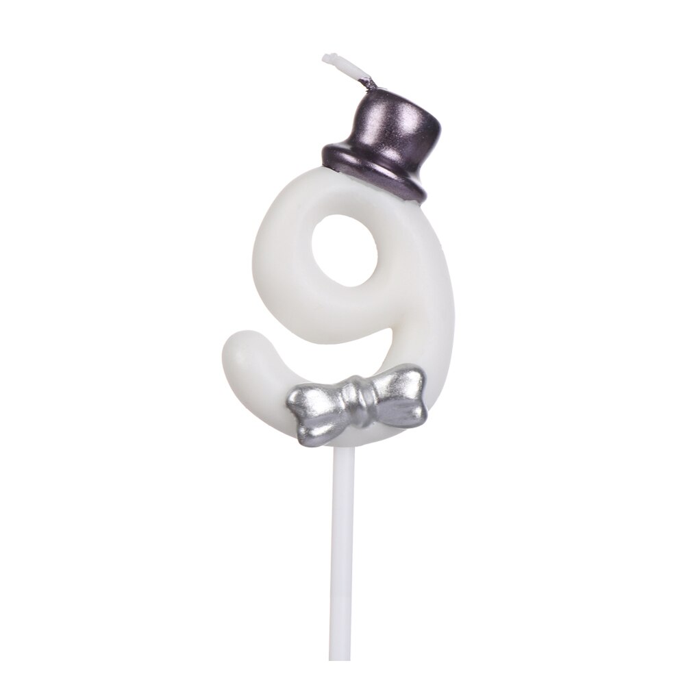 Bougie gâteau numéro chapeau à nœud papillon 1 pièce | Garniture numérique pour âge, fournitures de fête d'anniversaire pour garçons et filles, accessoires de décoration pour la maison