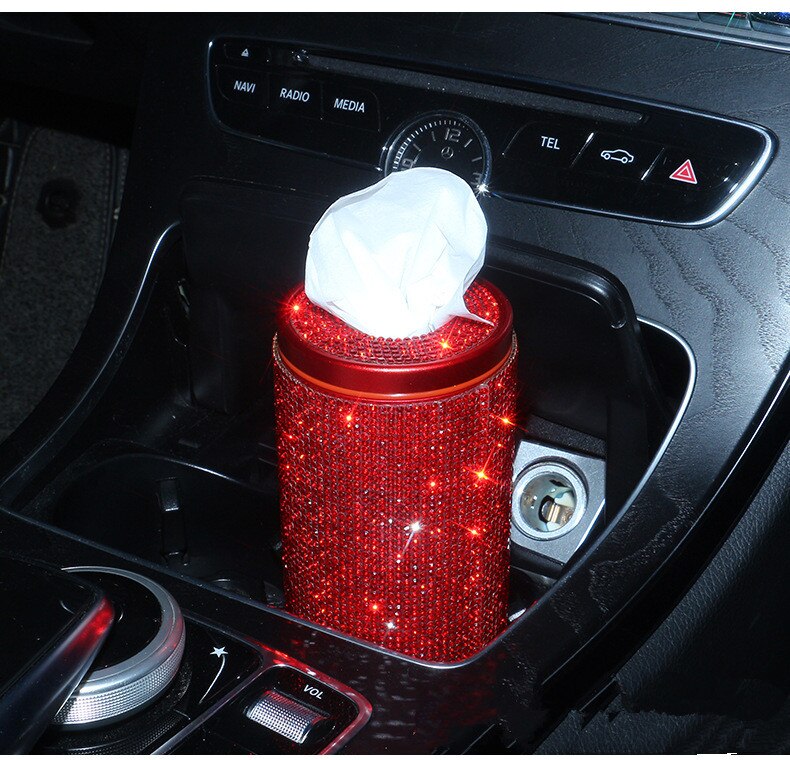 Diamanten Bezaaid Auto Tissue Buis Creatieve Auto Tissue Box Car Netto Rode Diamant Mannen En Vrouwen Auto Interieur
