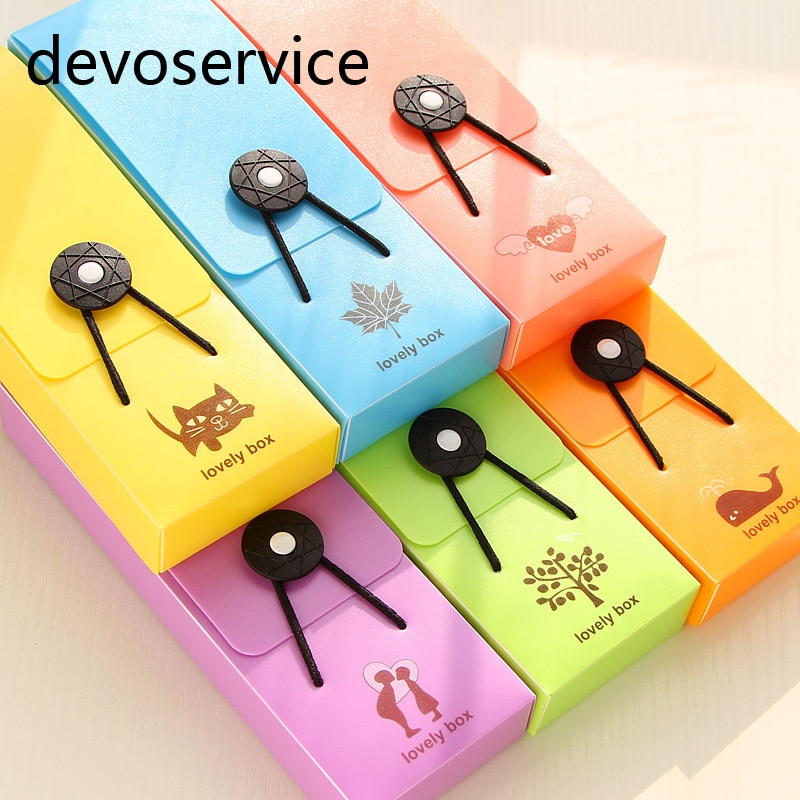 Estuche de lápices de plástico con dibujo animado Color caramelo, estuche escolar, papelería para estudiantes, material escolar,