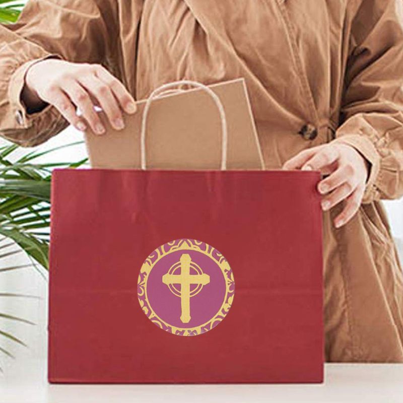 500 Uds. Pegatinas de cruces religiosas cristianas, etiquetas redondas para sobres, sellos, favores R9UF