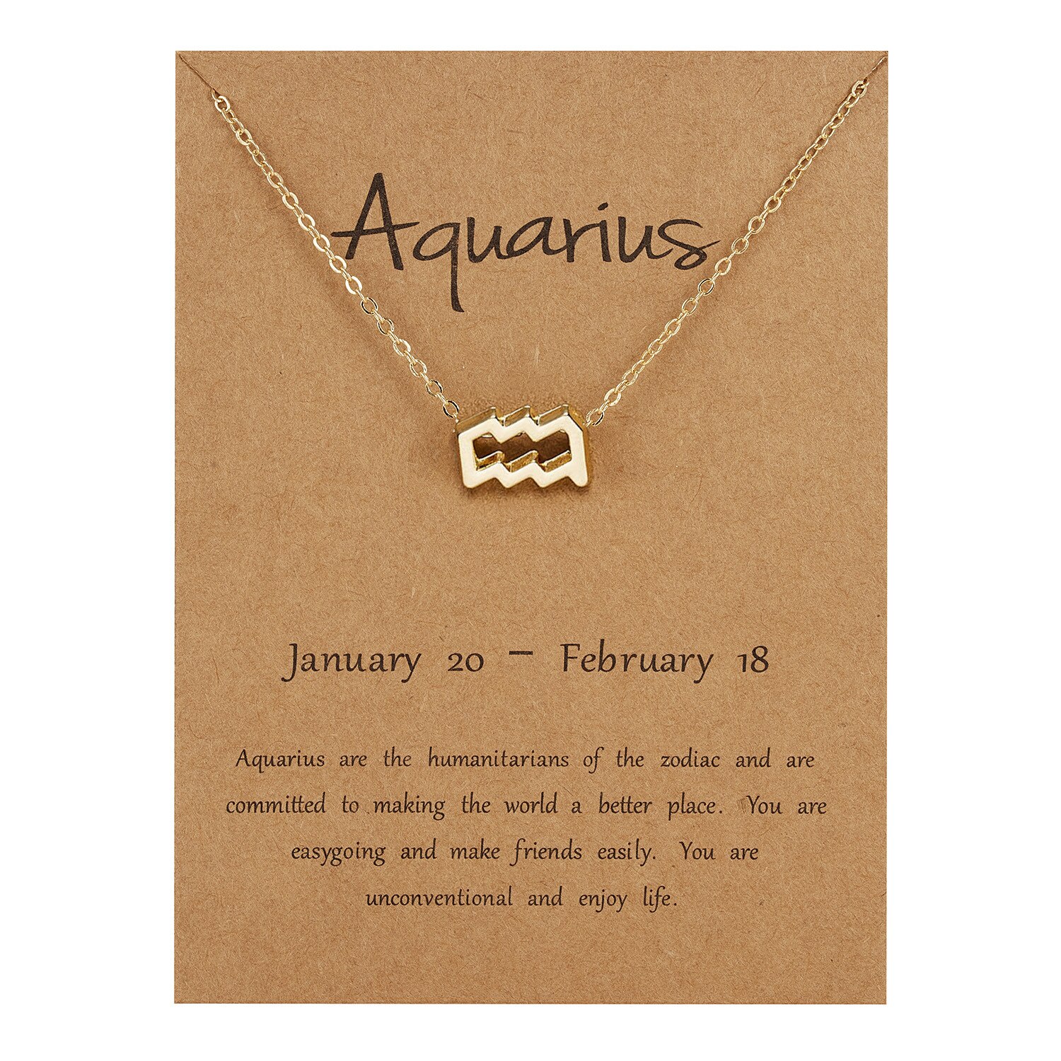 12 Constellation Pendant Gold Necklace Jewelry Choker Necklace Zodiac Sign Charm Necklace Birthday Wish Card for Women Girl: Aquarius