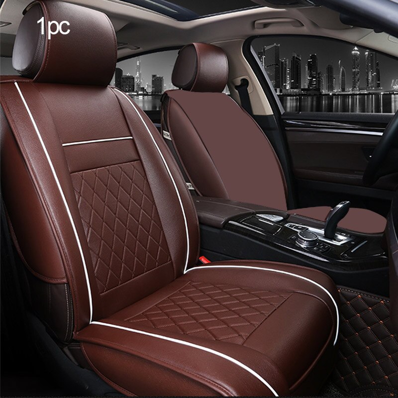 funda asiento coche Cuero de la PU Beige coche Set de funda de asiento de vehículo cojín para Mitsubishi Nissan Renault Peugeot Auto Interior accesorios para el coche accesorios productos: Coffee 1pc